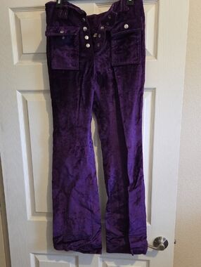 Vintage 60s Purple Velvet High-Waist Bell Bottom Pants